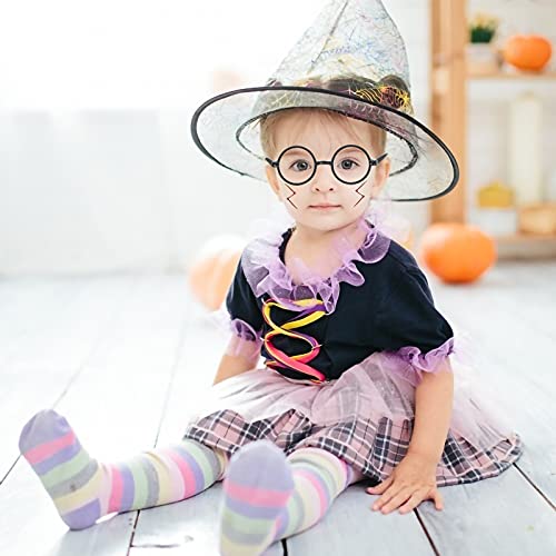 KATOOM 16PCS Gafas de Harry Potter, Gafas Redondas de Infantil, con 6 Hojas Tatuaje para Niños, Gafas Wizard sin Lentes Estilo de Empollón para Materiales de Fiesta de Disfraces Halloween, Negro