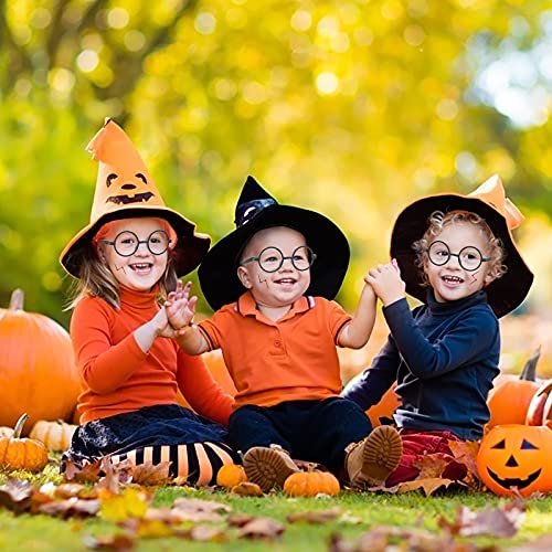 KATOOM 16PCS Gafas de Harry Potter, Gafas Redondas de Infantil, con 6 Hojas Tatuaje para Niños, Gafas Wizard sin Lentes Estilo de Empollón para Materiales de Fiesta de Disfraces Halloween, Negro