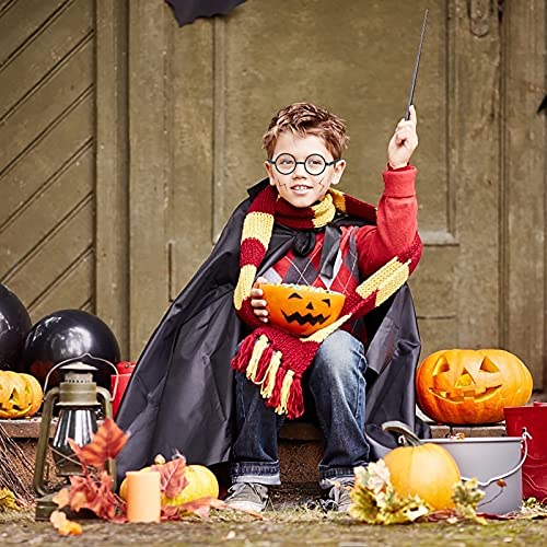 KATOOM 16PCS Gafas de Harry Potter, Gafas Redondas de Infantil, con 6 Hojas Tatuaje para Niños, Gafas Wizard sin Lentes Estilo de Empollón para Materiales de Fiesta de Disfraces Halloween, Negro