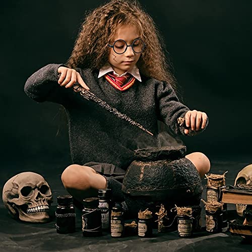 KATOOM 16PCS Gafas de Harry Potter, Gafas Redondas de Infantil, con 6 Hojas Tatuaje para Niños, Gafas Wizard sin Lentes Estilo de Empollón para Materiales de Fiesta de Disfraces Halloween, Negro