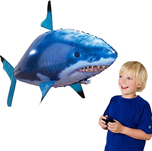 KEKAFU Air Swimmers Toy Control Remoto Flying Shark y Clownfish a través de la habitación para niños Niños DIY Globo Inflable de plástico, Juguete de Navidad (Blue)