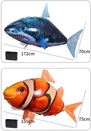 KEKAFU Air Swimmers Toy Control Remoto Flying Shark y Clownfish a través de la habitación para niños Niños DIY Globo Inflable de plástico, Juguete de Navidad (Blue)