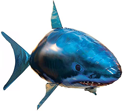 KEKAFU Air Swimmers Toy Control Remoto Flying Shark y Clownfish a través de la habitación para niños Niños DIY Globo Inflable de plástico, Juguete de Navidad (Blue)