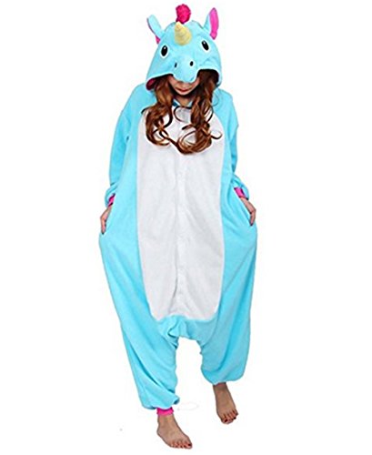 Kenmont Unicornio Juguetes y Juegos Traje Disfraz Animal Ropa de Dormir Cosplay Disfraces Pijamas para Adulto Niños (Tamaño S: 148-160CM, Azul)