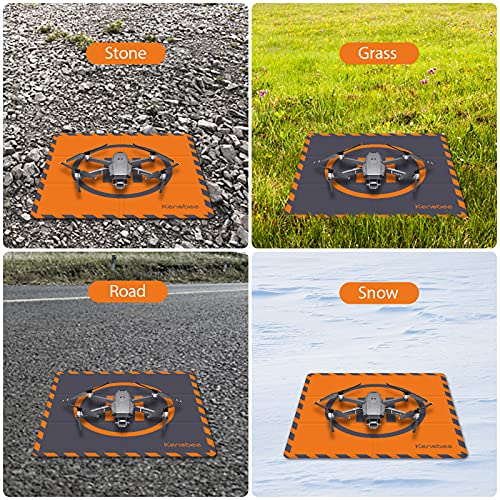 KENOBEE 50cm(20") Drone Landing Pad, Universal Plegable Portátil Alfombrilla de Aterrizaje para DJI Air 2S/Mavic Mini 2/Mavic Air 2/Mavic 2 /Holy Stone/DJI FPV Drone/RC Quadcopters, (Naranja/Gris)