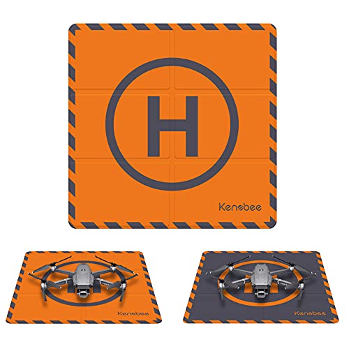 KENOBEE 50cm(20") Drone Landing Pad, Universal Plegable Portátil Alfombrilla de Aterrizaje para DJI Air 2S/Mavic Mini 2/Mavic Air 2/Mavic 2 /Holy Stone/DJI FPV Drone/RC Quadcopters, (Naranja/Gris)