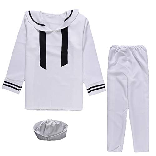 KESYOO Novedades para Hombre Anclas Aweigh Traje de Marinero Uniforme Traje Azul Marino Traje de Cosplay de Halloween para Adultos Tamaño Libre