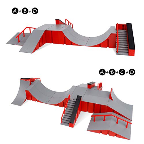 KETIEE Rampas Skatepark, Finger Skate Park Kit Mini Kit Diapasón Parque del Patín Monopatín Dedo Entrenamiento En La última Puntales Juguete Niños (A)