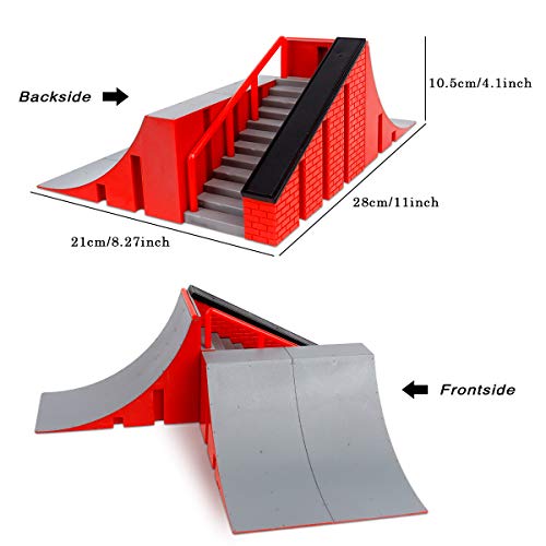 KETIEE Rampas Skatepark, Finger Skate Park Kit Mini Kit Diapasón Parque del Patín Monopatín Dedo Entrenamiento En La última Puntales Juguete Niños (A)