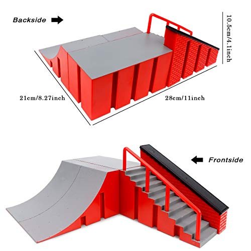 KETIEE Rampas Skatepark, Finger Skate Park Kit Mini Kit Diapasón Parque del Patín Monopatín Dedo Entrenamiento En La última Puntales Juguete Niños (B)