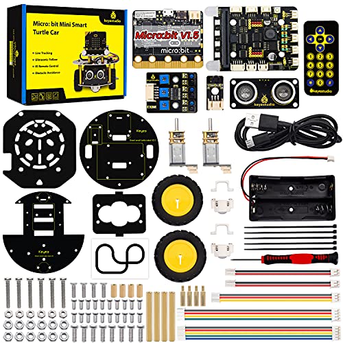 KEYESTUDIO BBC Micro: bit Robot Car Kit con Placa de Desarrollo de microbit, evitación de obstáculos, rastreo de luz, Control Remoto, Kit Robótico Coche Educativo Stem