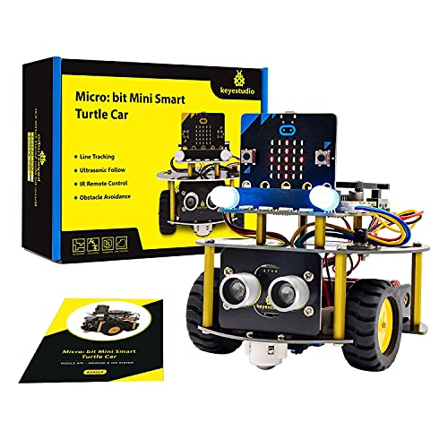 KEYESTUDIO BBC Micro: bit Robot Car Kit con Placa de Desarrollo de microbit, evitación de obstáculos, rastreo de luz, Control Remoto, Kit Robótico Coche Educativo Stem