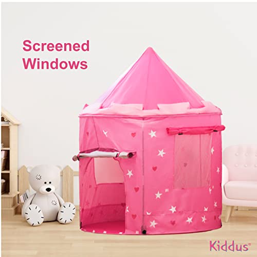 Kiddus Tienda Casa Carpa Campaña de Tela Lona para Niñ@s. Brilla en la Oscuridad. Castillo Princesa, Pop UP Plegable para Jugar Juguete Infantil.