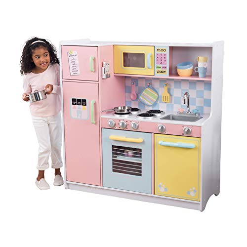 KidKraft- Cocina de juguete de madera, para niños, con accesorios para juegos de dramatización incluidos , Color Pastel (53181)