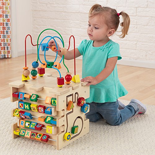 KidKraft- Deluxe Activity Cube Juguete de laberinto de cuentas para bebés, niños y niñas para aprender sobre colores, formas, letras y números, Color Multicolor (63298 )