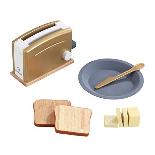 KidKraft- Kit de tostadora de juguete de madera (accesorio para cocinas de juguete), Color Oro (53536 )