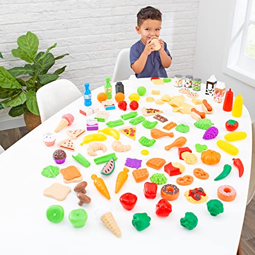 KidKraft- Tasty Treats Set de alimentos para juegos de simulación, 115 piezas y accesorios para la cocina de juguete para niños, Color Multicolor (63330 ) , color/modelo surtido