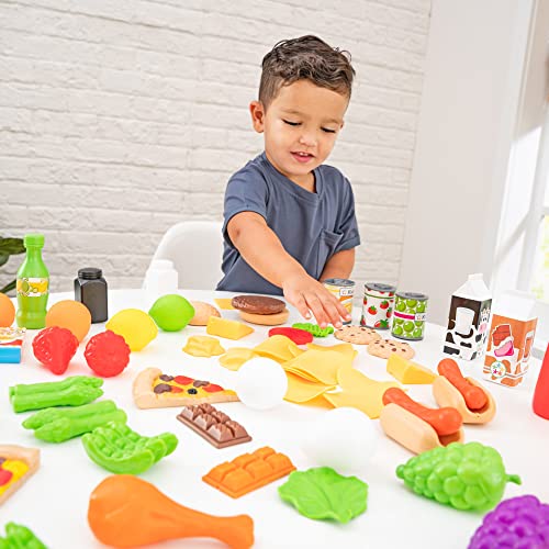 KidKraft- Tasty Treats Set de alimentos para juegos de simulación, 115 piezas y accesorios para la cocina de juguete para niños, Color Multicolor (63330 ) , color/modelo surtido