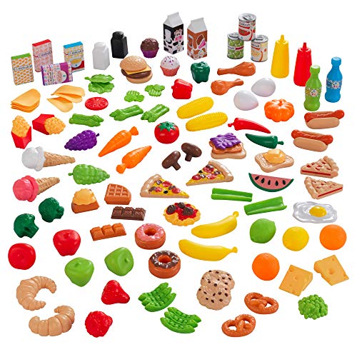 KidKraft- Tasty Treats Set de alimentos para juegos de simulación, 115 piezas y accesorios para la cocina de juguete para niños, Color Multicolor (63330 ) , color/modelo surtido