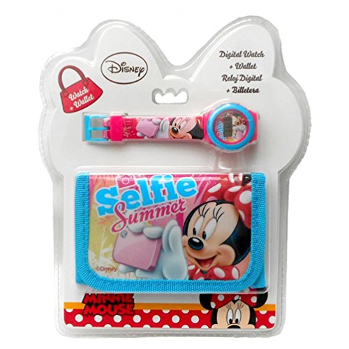 Kids Euroswan WD16888 Set Regalo con Reloj Digital y Billetera Modelo Minnie Mouse, Compuesto, Multicolor, 25x7x20 cm