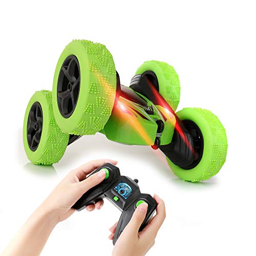 KIDWILL Coche de Control Remoto, 4WD 2.4 Ghz Coche Teledirigido, Remote Control Car de Alta Velocidad 360° Rotación y Volteo Doble Cara,Faros delanteros LED, Coches de Juguetes Regalo para Niños Niñas