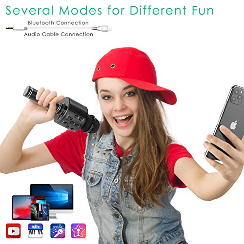 KIDWILL Micrófono Inalámbrico Bluetooth Karaoke,5-en-1 Portátil Radio FM Karaoke Mic Altavoz Reproductor Grabador para Niños Adultos Cumpleaños Fiesta KTV Compatible con iPhone Android iPad PC