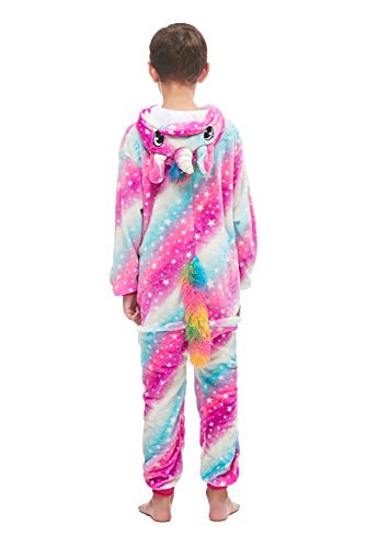 Kigurumi - Pijama de animales, disfraz para carnaval, Halloween, fiestas, cosplay, traje para adultos y niños Unicorno Sky Fucsia 4-5 Años