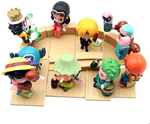 KIJIGHG 9 Piezas de una Pieza Sentado Luffy Bebida Zoro Cock Sanji Chopper Nami Estatua Figura Figura de Anime Figuras de acción Modelo de Personaje de Anime 6cm