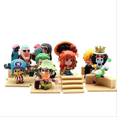 KIJIGHG 9 Piezas de una Pieza Sentado Luffy Bebida Zoro Cock Sanji Chopper Nami Estatua Figura Figura de Anime Figuras de acción Modelo de Personaje de Anime 6cm