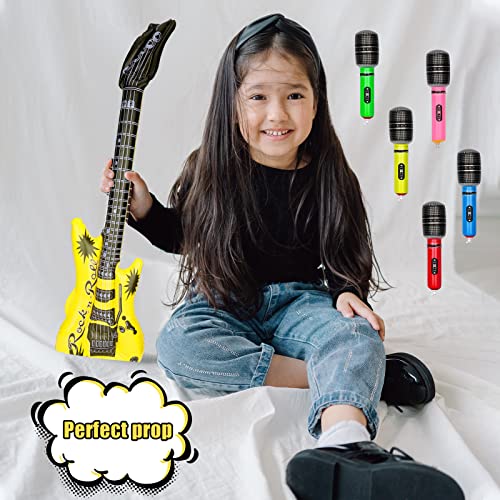 KINBOM 11piezas Inflable Instrumentos, Impermeable PVC, Guitarra Hinchable Micrófonos Saxofón para Niños Adorno Karaoke Fiesta Temática Festival Juego de Roles Cosplay