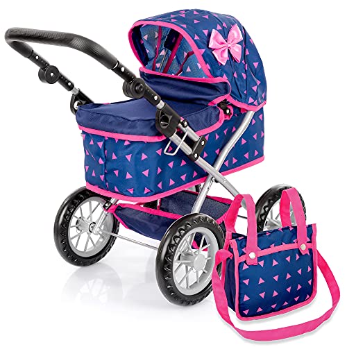 Kinderplay Carrito Bebe Juguetes, Cochecito para Muñecas, Cochecito de Muñecas, Gondola - Trendy Carrito Muñeca, La Altura al Mango es En Un Rango de 33 a 63 cm, Muñeca 41 cm, KP0261T