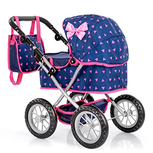 Kinderplay Carrito Bebe Juguetes, Cochecito para Muñecas, Cochecito de Muñecas, Gondola - Trendy Carrito Muñeca, La Altura al Mango es En Un Rango de 33 a 63 cm, Muñeca 41 cm, KP0261T