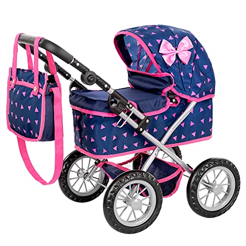 Kinderplay Carrito Bebe Juguetes, Cochecito para Muñecas, Cochecito de Muñecas, Gondola - Trendy Carrito Muñeca, La Altura al Mango es En Un Rango de 33 a 63 cm, Muñeca 41 cm, KP0261T