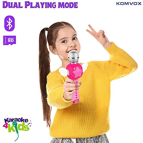 KOMVOX Karaoke Infantil Microfono Juguetes niñas 2 3 4 5 6 años, Microfono Altavoz Karaoke Niña 3 4 5 6 años, Regalo Niña 3 4 5 6 7 años