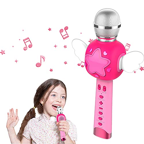 KOMVOX Karaoke Infantil Microfono Juguetes niñas 2 3 4 5 6 años, Microfono Altavoz Karaoke Niña 3 4 5 6 años, Regalo Niña 3 4 5 6 7 años