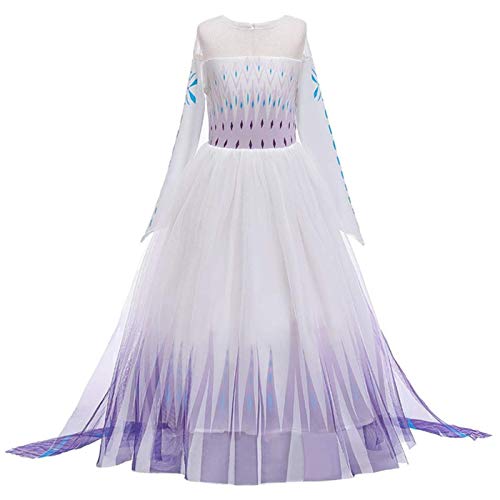 Kosplay Niñas Disfraz de Elsa Vestido de Princesa con Capa + Accesorios Ice Snow Queen Disfraces de Carnaval Fiesta Halloween Navidad Fancy Dress Up Costume 2-14 Años