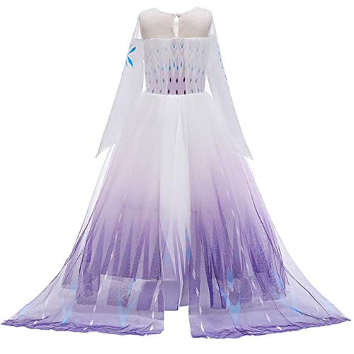 Kosplay Niñas Disfraz de Elsa Vestido de Princesa con Capa + Accesorios Ice Snow Queen Disfraces de Carnaval Fiesta Halloween Navidad Fancy Dress Up Costume 2-14 Años