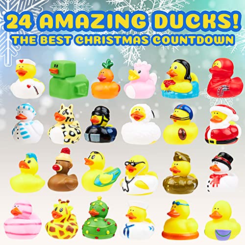 KreativeKraft Rubber Ducks Calendario de Adviento 2021, juguetes de Adviento para baño, calendario de cuenta regresiva de 24 días, regalos sorpresa de Navidad