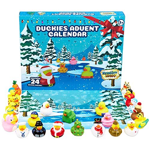 KreativeKraft Rubber Ducks Calendario de Adviento 2021, juguetes de Adviento para baño, calendario de cuenta regresiva de 24 días, regalos sorpresa de Navidad