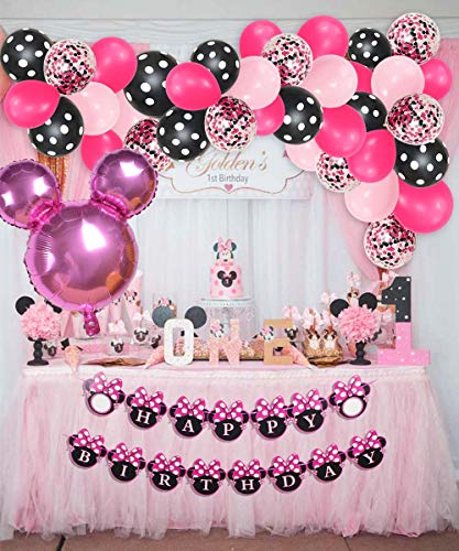 Kreatwow Minnie Balloon Garland Arch Kit para Decoraciones de Fiesta de cumpleaños temáticas de Minnie o Suministros de Baby Shower