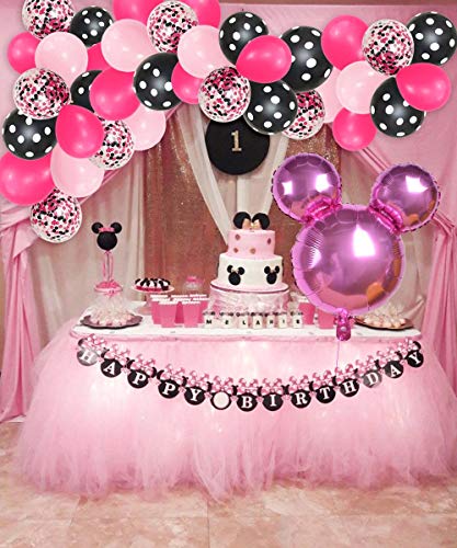 Kreatwow Minnie Balloon Garland Arch Kit para Decoraciones de Fiesta de cumpleaños temáticas de Minnie o Suministros de Baby Shower