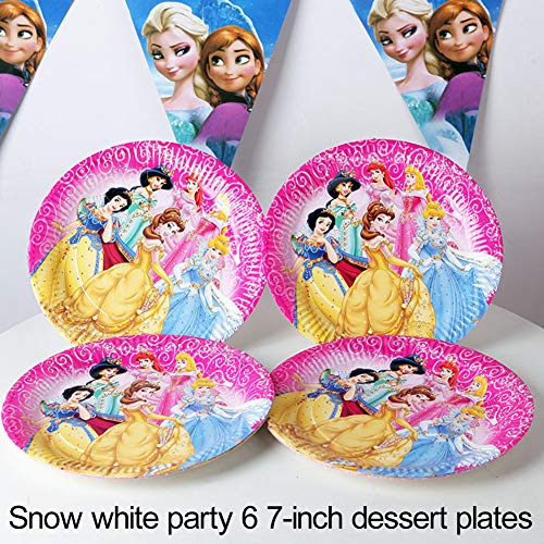 Ksopsdey Juego de 62 piezas de suministros para fiesta de princesa, incluye platos de postre, tazas y servilletas para niñas, cumpleaños, bodas, princesas, vajillas (10 invitados)