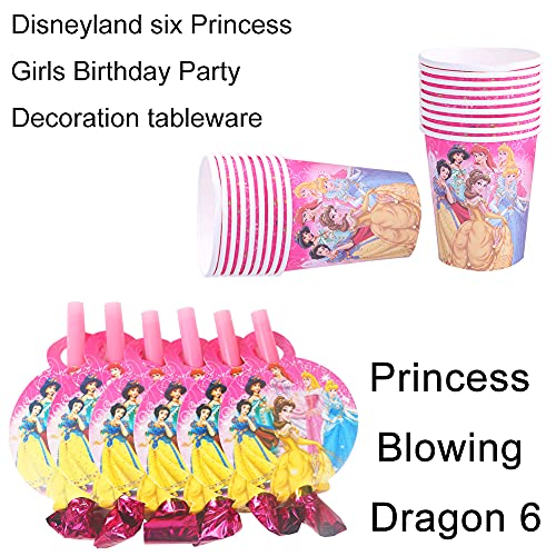 Ksopsdey Juego de 62 piezas de suministros para fiesta de princesa, incluye platos de postre, tazas y servilletas para niñas, cumpleaños, bodas, princesas, vajillas (10 invitados)