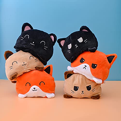 KUNSTIFY Gato de peluche reversible para niñas, mujeres, niños y bebés, regalo para novia, gato, negro