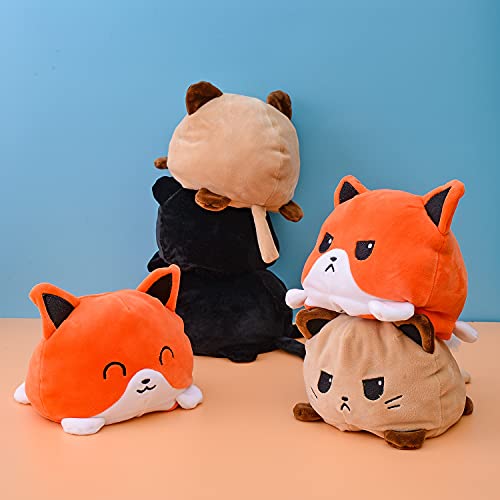 KUNSTIFY Gato de peluche reversible para niñas, mujeres, niños y bebés, regalo para novia, gato, negro