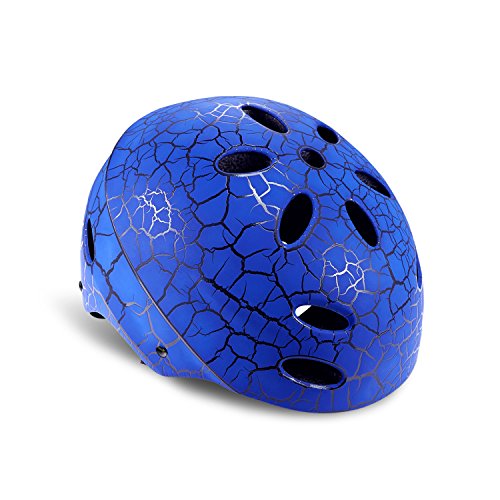 KUYOU Skate Helmet, Adjust Size Shell de ABS de Impacto múltiple para niños/Ciclismo Juvenil/Skateboarding/Skate Patinaje en línea/Patinaje en línea (Azul)