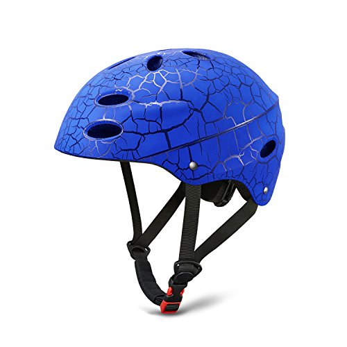 KUYOU Skate Helmet, Adjust Size Shell de ABS de Impacto múltiple para niños/Ciclismo Juvenil/Skateboarding/Skate Patinaje en línea/Patinaje en línea (Azul)