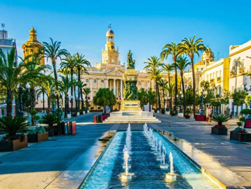 Lais Puzzle Vista de una Fuente en la Plaza de San Juan de Dios en Cádiz con el Ayuntamiento al Fondo 1000 Piezas