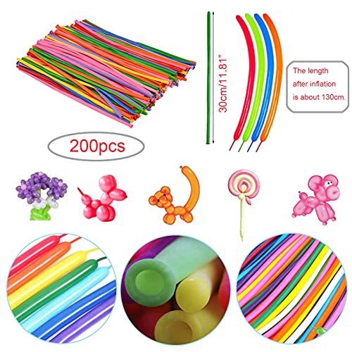 Largos Globos 200pcs Diy Globos Globos Modelado Modelado Globos de Fiesta Globos Látex Globos Cumpleaños Globos Coloridos Globos Animales Globos Colores Inflar para Decoración Fiesta Boda Cumpleaños