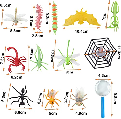 LATERN 45Pcs Figuras de Insectos Plásticos Kits, 35Piezas de Insectos Surtidos de Insectos Realistas Figuras de Juguete para la Educación Infantil, Favores de Fiesta con Temas de Insectos